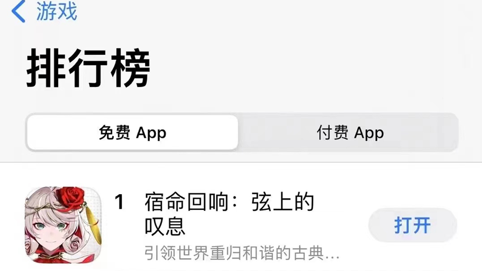 《宿命回響：弦上的嘆息》iOS免費(fèi)榜第一，多平臺摘得最熱桂冠